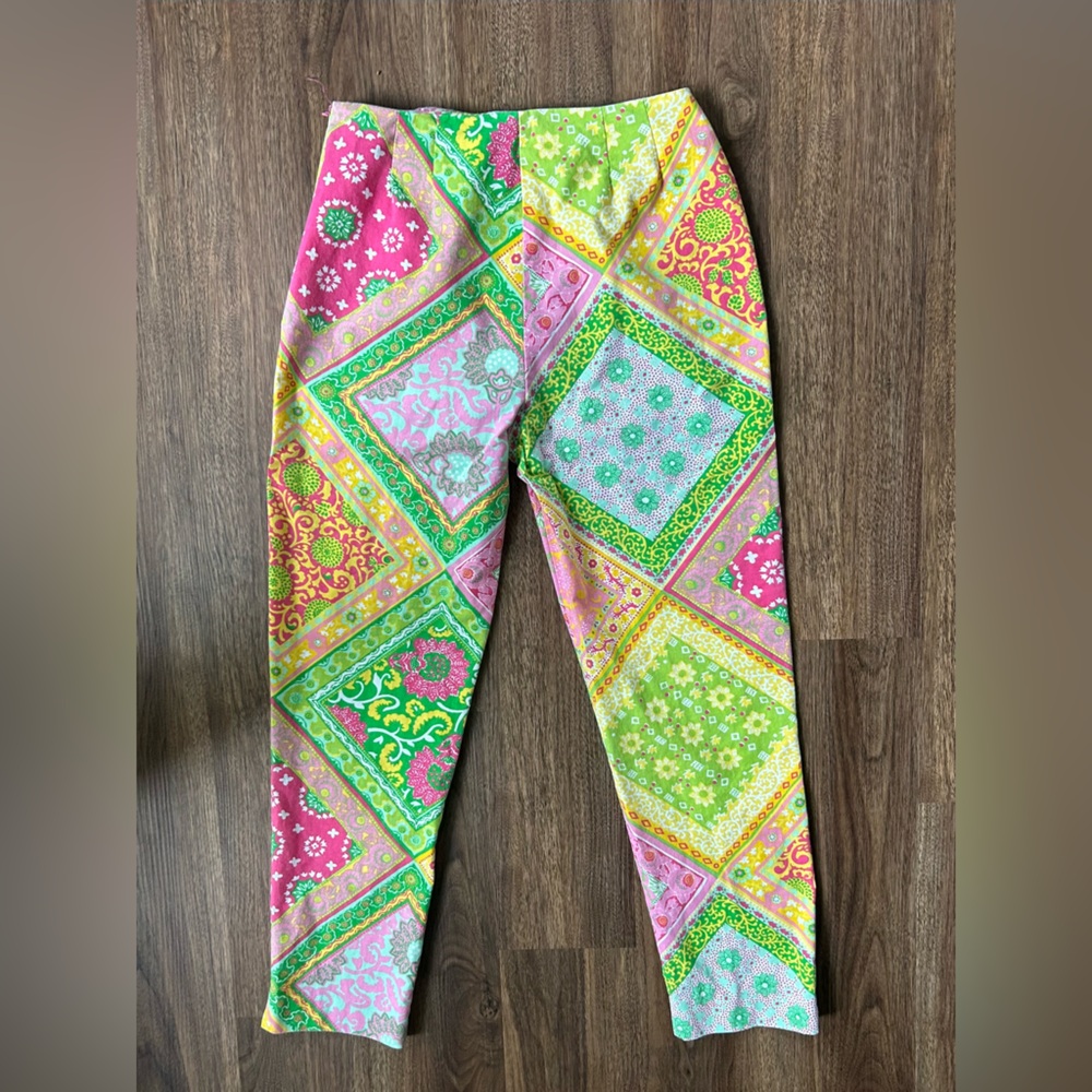 Y2K MARY JANE MARCASIANO Patchwork Paisley Ankle Pants Preppy Resort Statement 6 - Picture 10 of 12